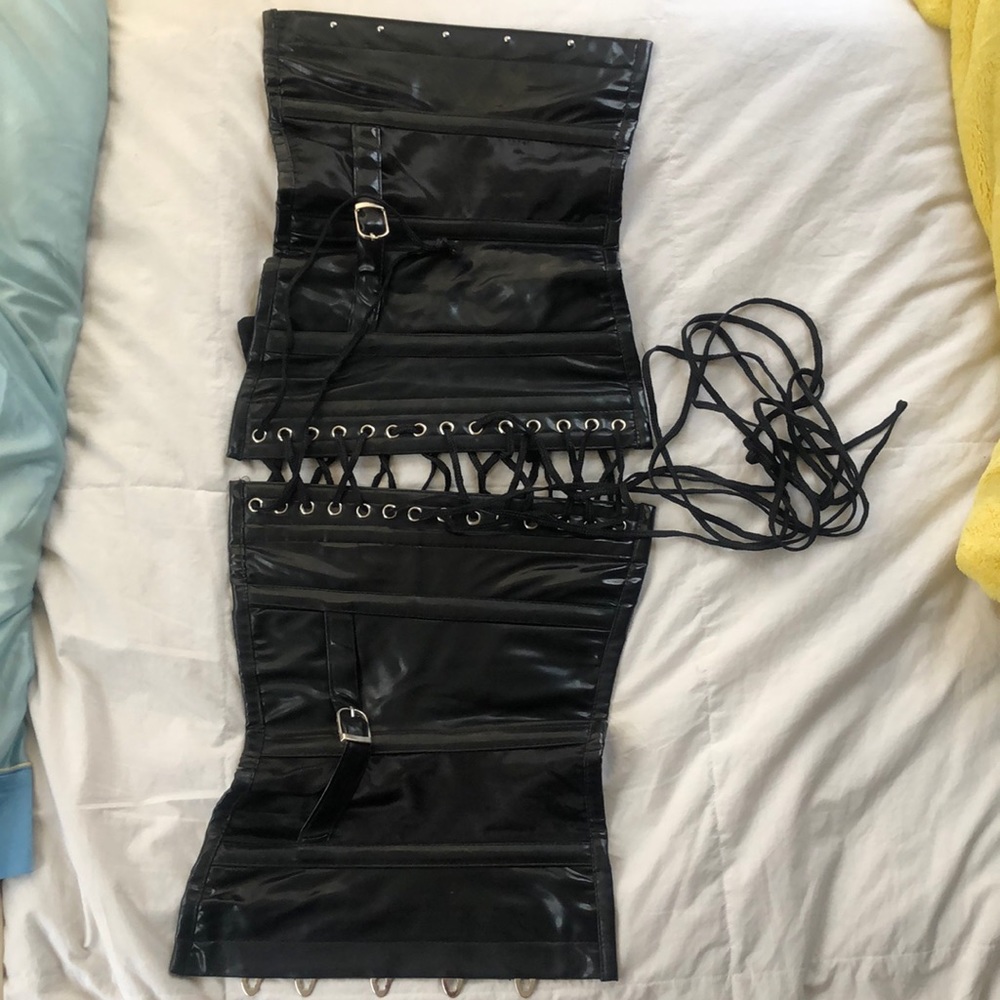 Black glossy corset